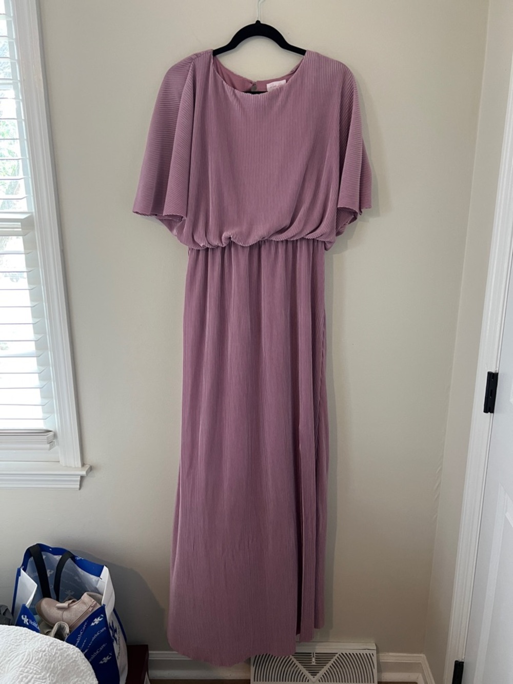 Pink Lily Dusty Mauve Flutter Sleeve Maxi Dress